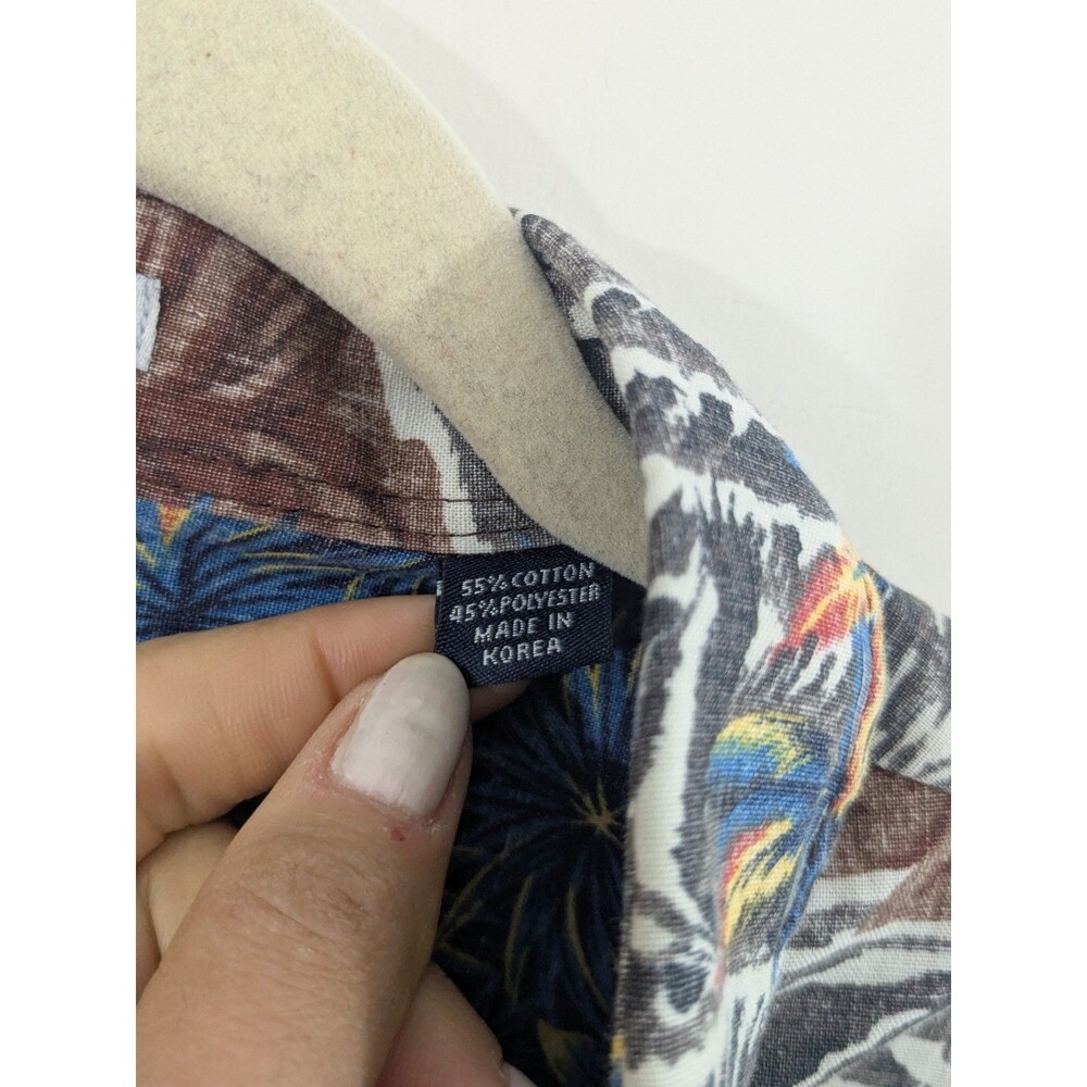 Vtg Reyn Spooner Tailored Fit Button Shirt Hawaiian Surf Mountain Floral Sz L - Picture 3 of 11